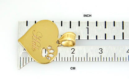 14k 10k yellow white gold or sterling silver paw print cut out personalized pendant charm
