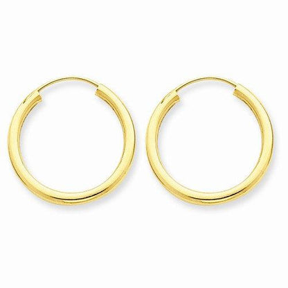 14k yellow gold round endless hoop earrings 17mm x 2mm