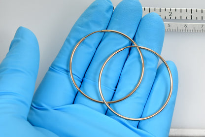 14k rose gold classic endless round hoop earrings 40mm x 1.5mm