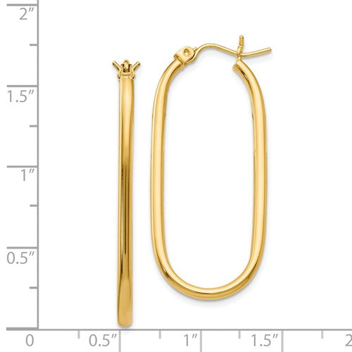 14k yellow gold large oval tube hoop earrings 40mm x 17mm x 2mm