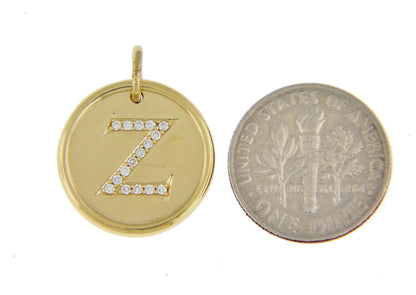 14k yellow rose white gold genuine diamond uppercase letter z initial alphabet pendant charm custom made to order personalized engraved