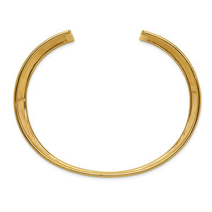 14K Solid Yellow Gold 36mm Polished Hammered Cuff Bangle Bracelet