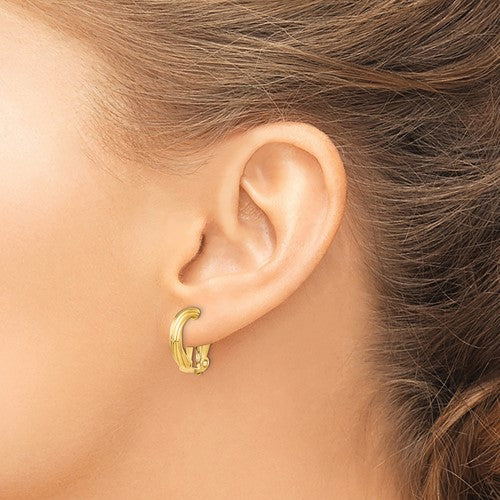 14k yellow gold non pierced clip on omega back j hoop earrings