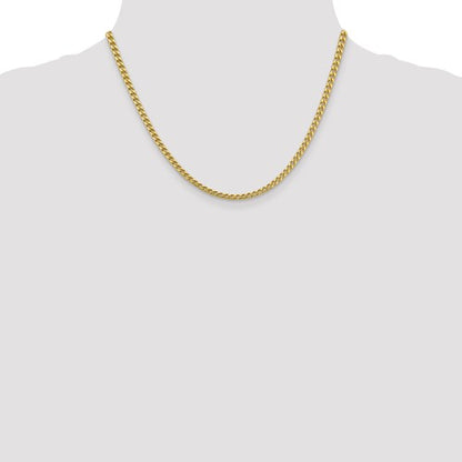 14k yellow gold 3mm franco bracelet anklet choker necklace pendant chain