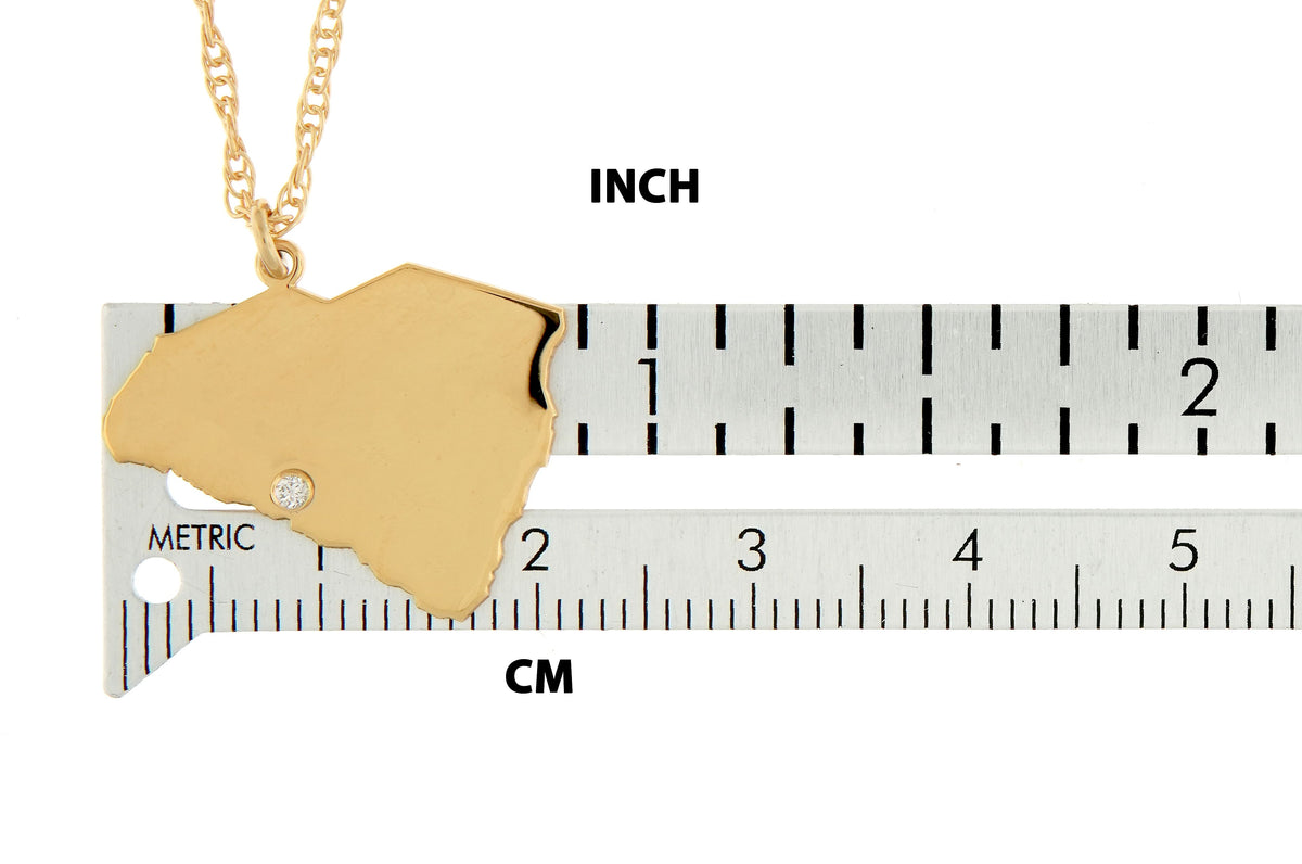 14k 10k yellow rose white gold diamond silver south carolina sc state map personalized city necklace