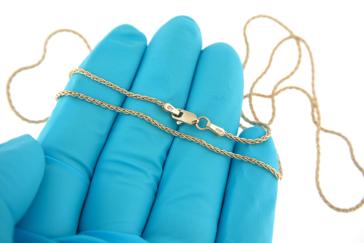 14k yellow gold 1.5mm parisian wheat bracelet anklet choker necklace pendant chain