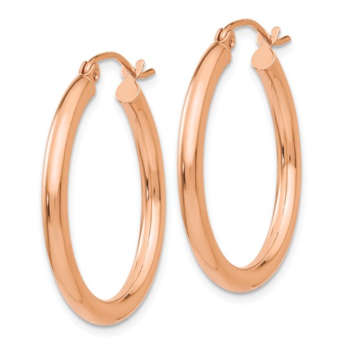 14k rose gold classic round hoop earrings 25mm x 2.5mm