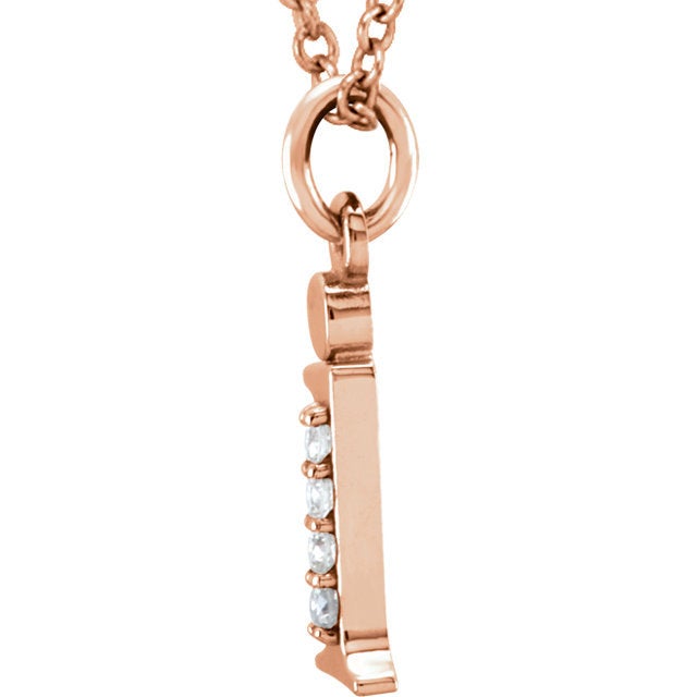 14k yellow rose white gold .025 ctw diamond tiny petite lowercase letter i initial alphabet pendant charm necklace
