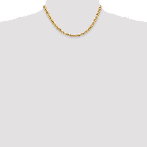 14k solid yellow gold 5.5mm diamond cut rope bracelet anklet choker necklace pendant chain