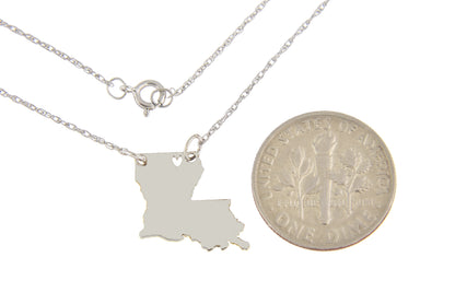 14k gold 10k gold silver louisiana state map necklace heart personalized city