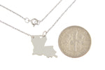Lade das Bild in den Galerie-Viewer, 14k Gold 10k Gold Silver Louisiana State Map Necklace Heart Personalized City
