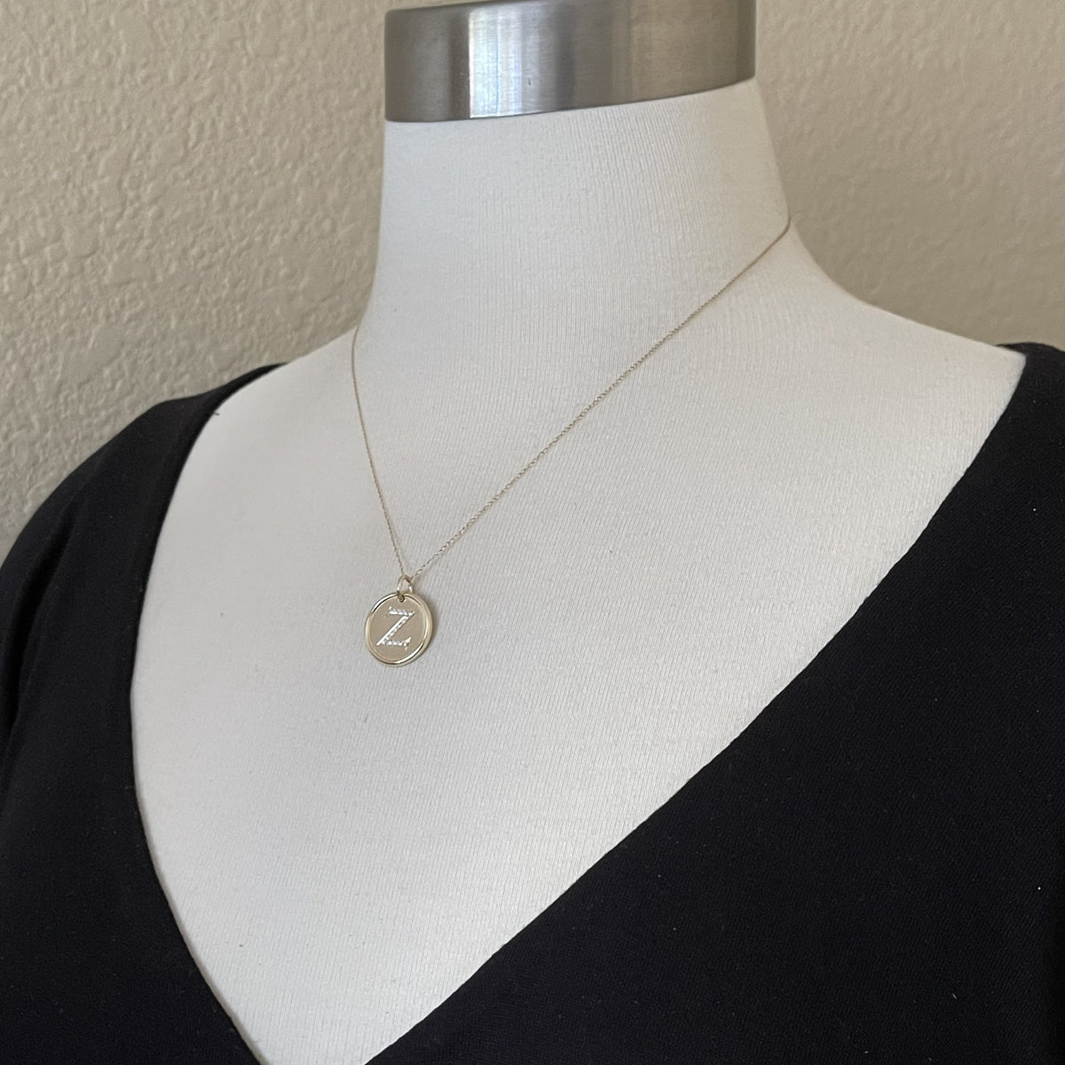 14k yellow rose white gold genuine diamond uppercase letter z initial alphabet pendant charm custom made to order personalized engraved