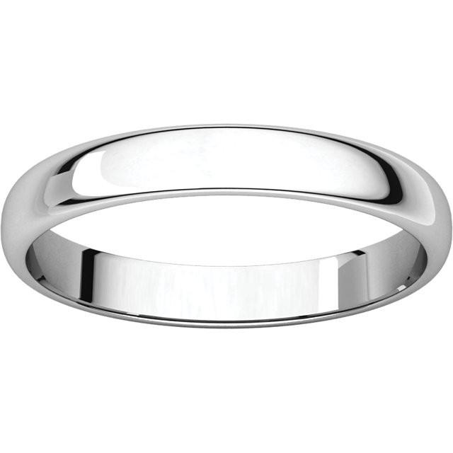 14k white gold 3mm wedding anniversary promise ring band half round light