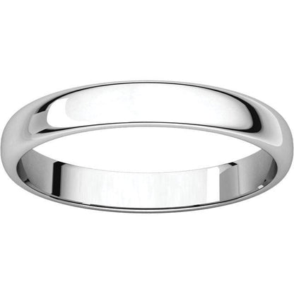 14k white gold 3mm wedding anniversary promise ring band half round light