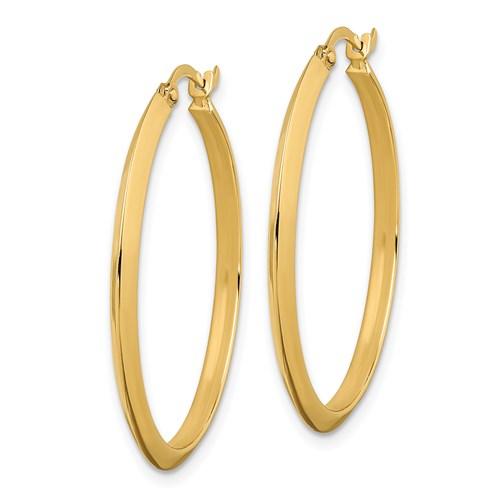 14k yellow gold round knife edge hoop earrings 30mm x 2.25mm