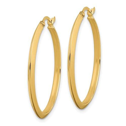 14k yellow gold round knife edge hoop earrings 30mm x 2.25mm