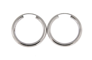 14k white gold classic round endless hoop earrings 25mm x 3mm