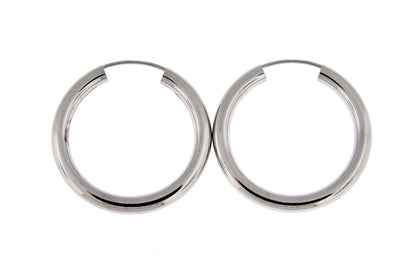 14k white gold classic round endless hoop earrings 25mm x 3mm