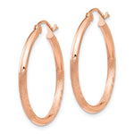 Charger l&#39;image dans la galerie, 14K Rose Gold Diamond Cut Classic Round Textured Satin Hoop Earrings 25mm x 2mm
