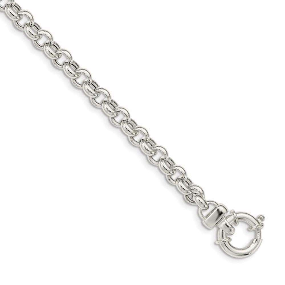 sterling silver 6mm fancy link rolo bracelet chain spring ring clasp 7.5 inches