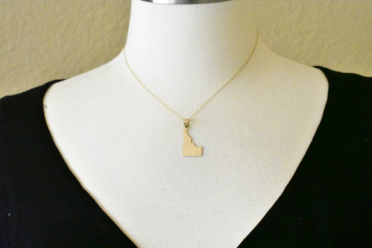 14k gold or sterling silver idaho id state map pendant charm personalized monogram
