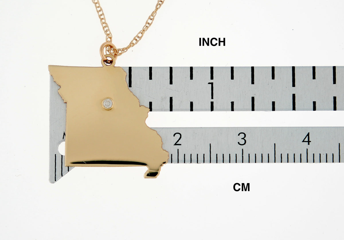 14k 10k yellow rose white gold diamond silver missouri mo state map personalized city necklace
