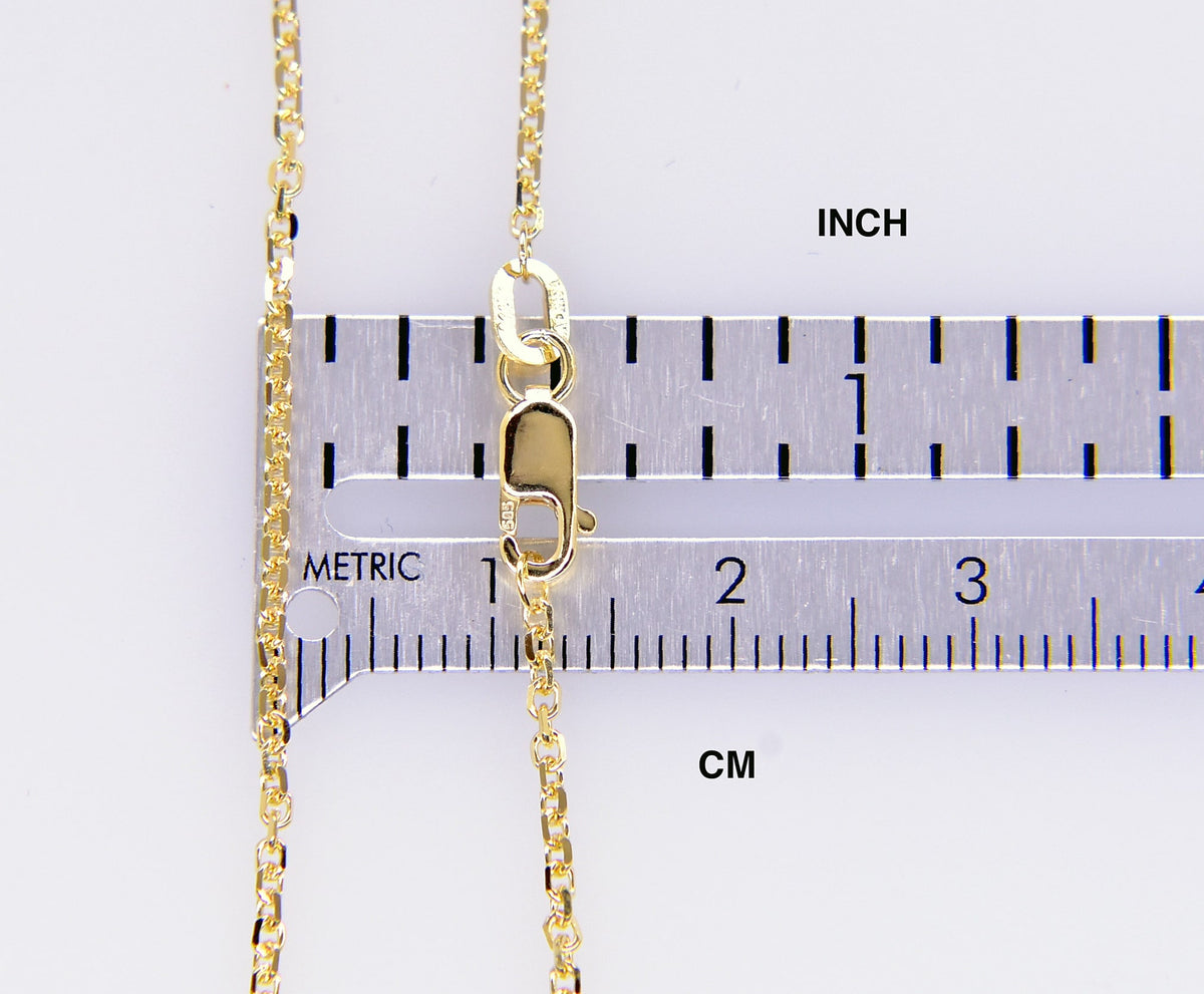 14k yellow gold 1.45mm diamond cut cable bracelet anklet choker necklace pendant chain