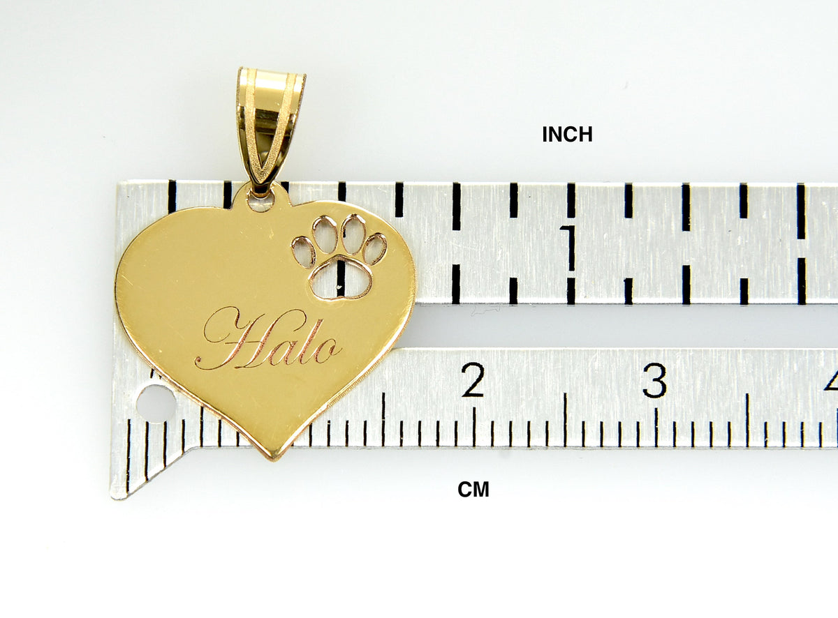 14k 10k yellow white gold or sterling silver paw print cut out personalized pendant charm