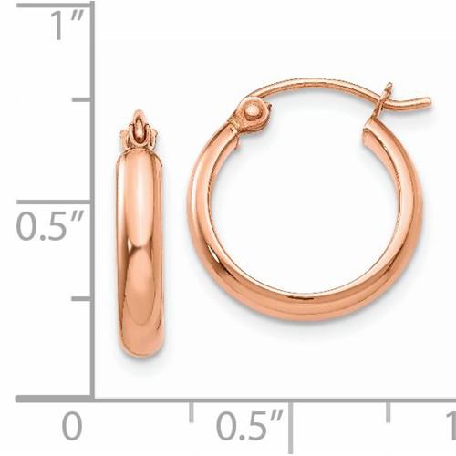 14k rose gold classic round hoop earrings 15mm x 2.75mm