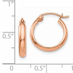 將圖片載入圖庫檢視器 14K Rose Gold Classic Round Hoop Earrings 15mm x 2.75mm
