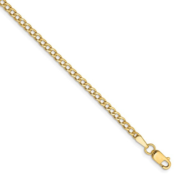 14K Yellow Gold 2.5mm Curb Link Bracelet Anklet Choker Necklace Pendant Chain
