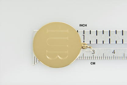 10k yellow gold 23mm round circle disc pendant charm personalized monogram engraved