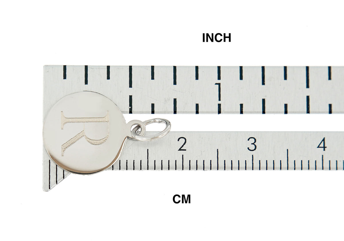 14k white gold 12mm round disc pendant charm letter initial engraved personalized monogram