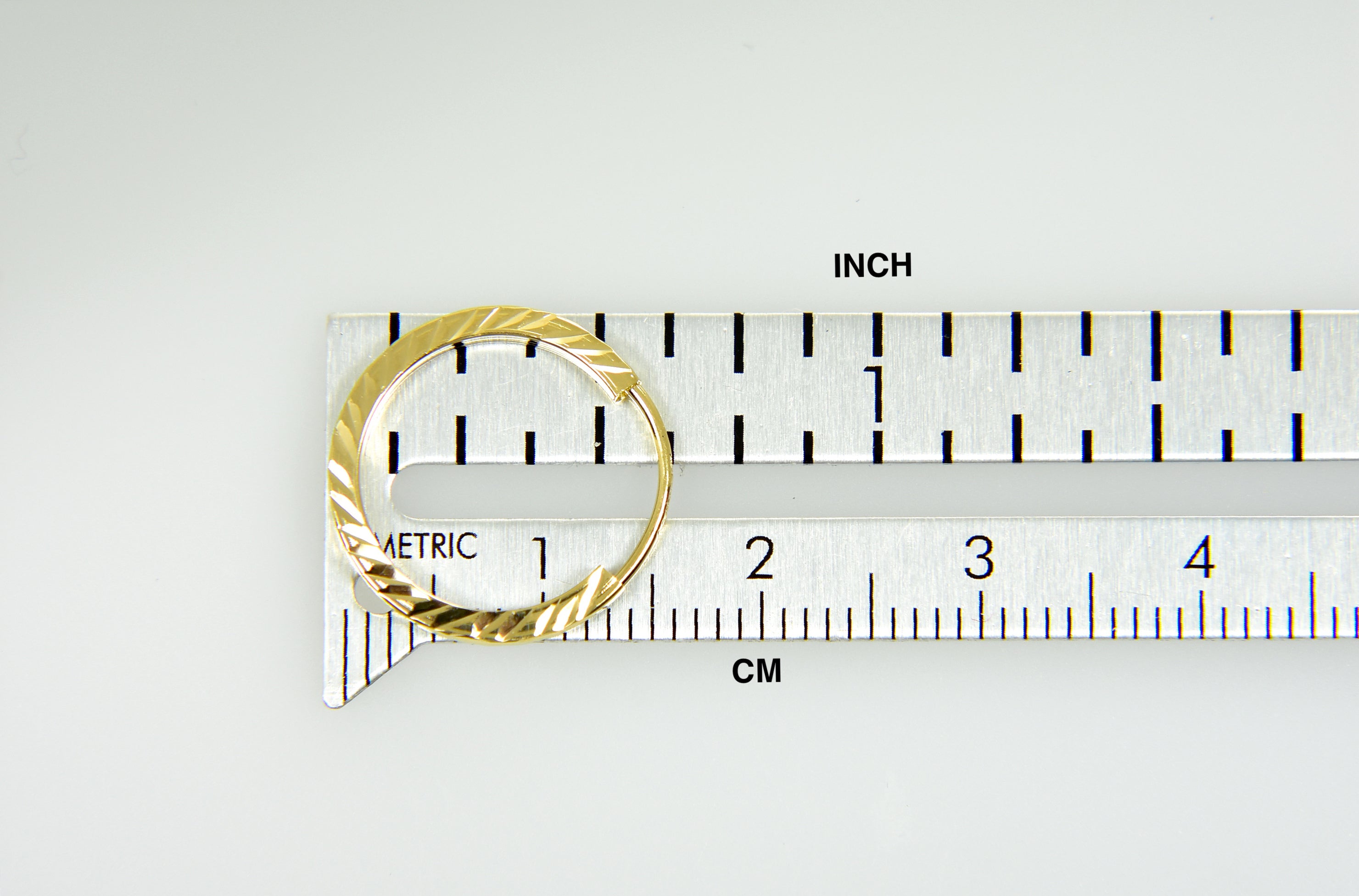 14k Yellow Gold Diamond Cut Square Tube Round Endless Hoop Earrings 15mm x 1.35mm