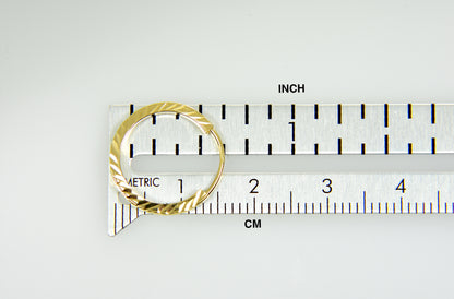 14k yellow gold diamond cut square tube round endless hoop earrings 15mm x 1.35mm