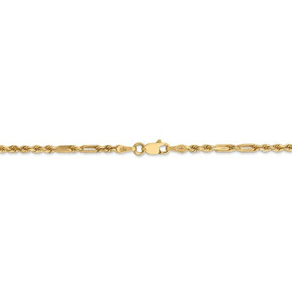 14k yellow gold 2.5mm diamond cut milano rope bracelet anklet necklace pendant chain