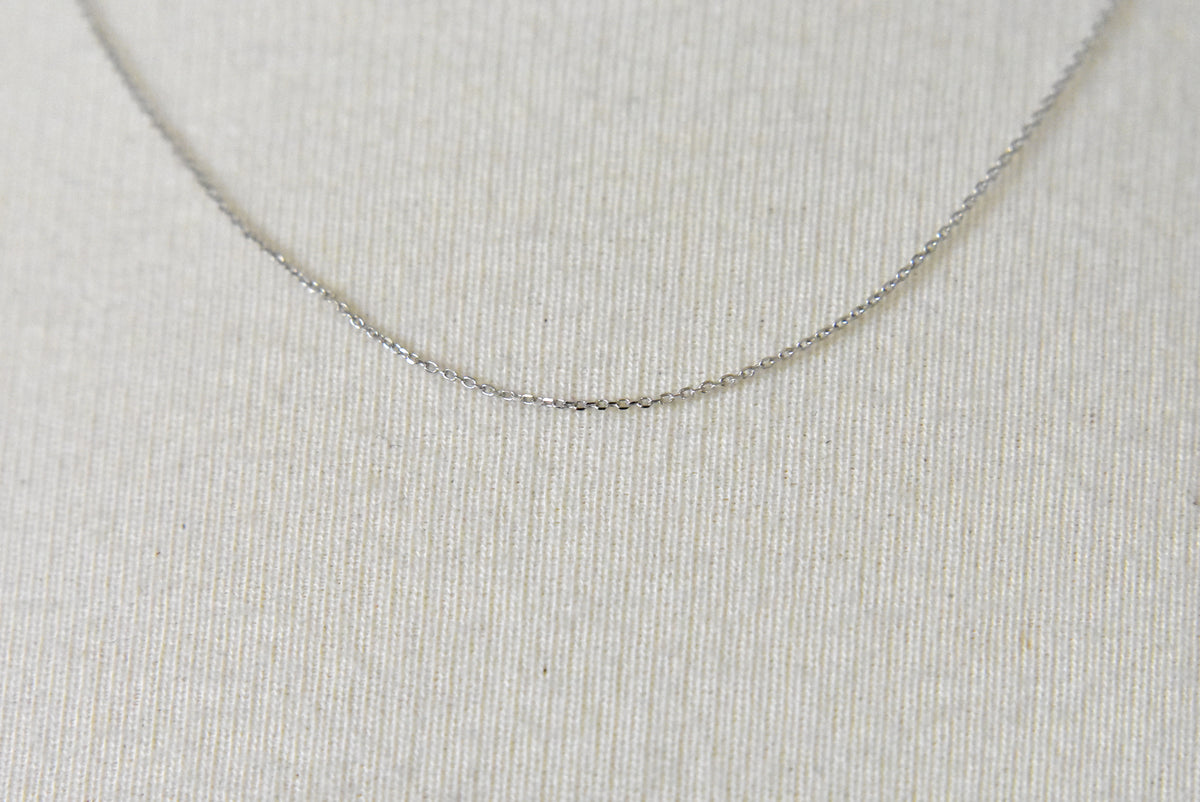 14k white  gold 0.6mm diamond cut cable bracelet anklet choker necklace pendant chain