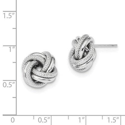 14k white gold 12mm classic love knot earrings post stud earrings