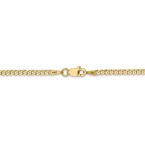 14K Yellow Gold 2.2mm Beveled Curb Link Bracelet Anklet Choker Necklace Pendant Chain