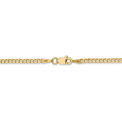 14k yellow gold 2.2mm beveled curb link bracelet anklet choker necklace pendant chain