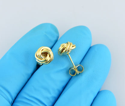 14k yellow gold 9mm classic love knot post earrings ckltl1123