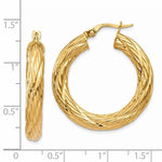 Ladda upp bild till gallerivisning, 14K Yellow Gold Textured Round Hoop Earrings 30mm x 4.5mm
