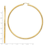 Lataa kuva Galleria-katseluun, 14K Yellow Gold 3.35 inch Diameter Extra Large Giant Gigantic Diamond Cut Round Classic Hoop Earrings Lightweight 85mm x 3mm
