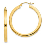 Load image into Gallery viewer, 14K Yellow Gold Square Tube Round Hoop Earrings 35mm x 3mm
