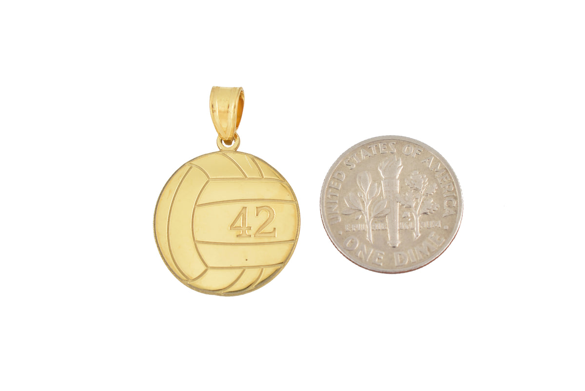 14k 10k gold sterling silver volleyball personalized engraved pendant