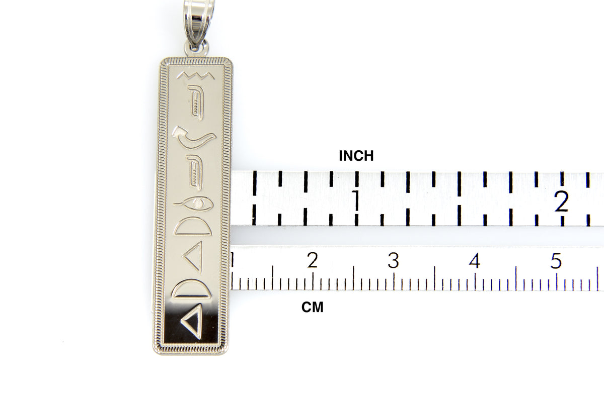 14k 10k yellow white gold sterling silver egyptian hieroglyphics alphabet rectangle pendant charm personalized engraved