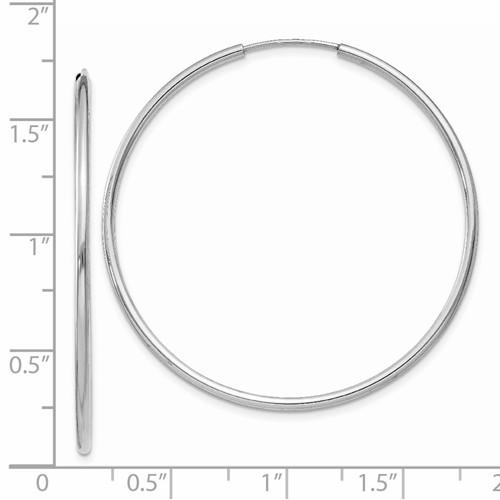 14k white gold classic endless round hoop earrings 40mm x 1.5mm