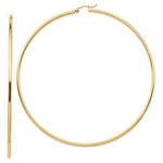 Load image into Gallery viewer, 14K Yellow Gold 3.75 inches Diameter Extra Large Giant Gigantic Round Classic Hoop Earrings 95mm x 2mm Lightweight
