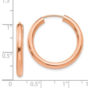 14k Rose Gold Classic Endless Round Hoop Earrings 24mm x 2.75mm