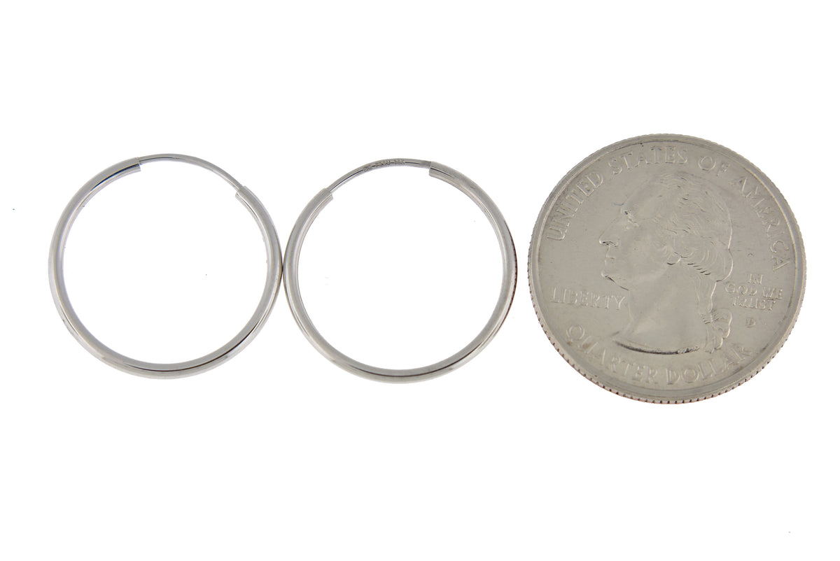 14k white gold classic endless round hoop earrings 19mm x 1.5mm